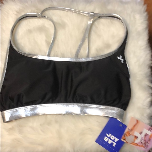 JoyLab Other - Joy Lab Black & Silver Metallic Swim Bralette M